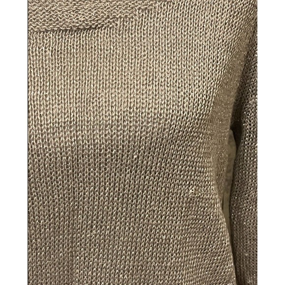 GARNET HILL Sweater •S• Linen Blend Pullover Taupe Loose Fit Open Boat Neck - Picture 3 of 7